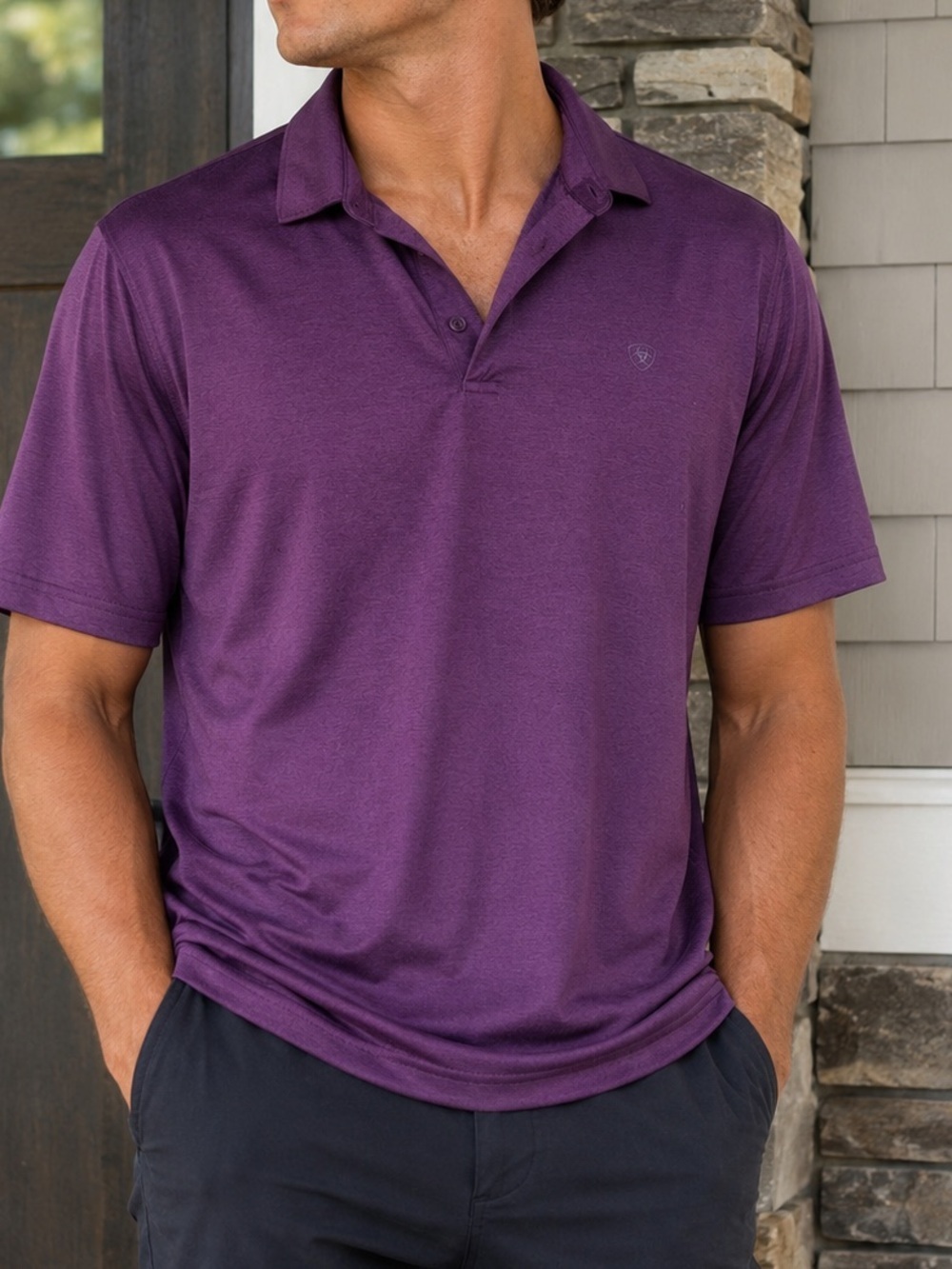 AriatTEK Purple Performance Polo Shirt Men’s XL Moisture Wicking Golf Casual